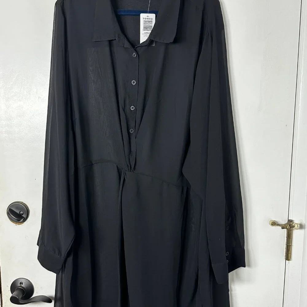NWT Torrid Chiffon Twist Front Tunic Deep Black Size 5 (28) - Picture 9 of 10